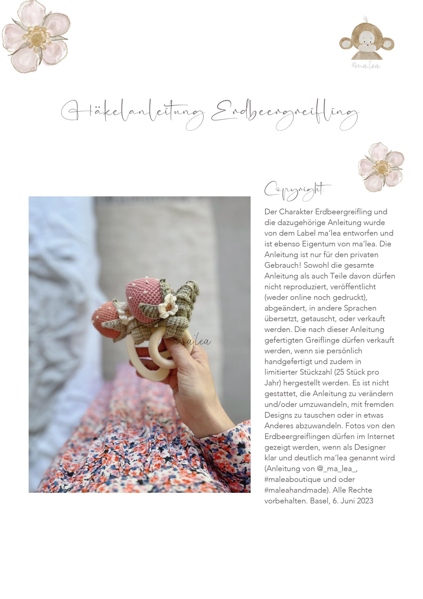 Anleitung Erdbeergreifling (Digital Download in Deutsch & Englisch)