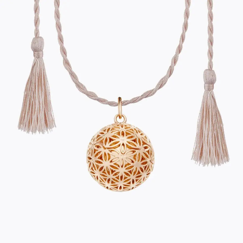 FLOWER OF LIFE pregnancy necklace with cord - rose gold
