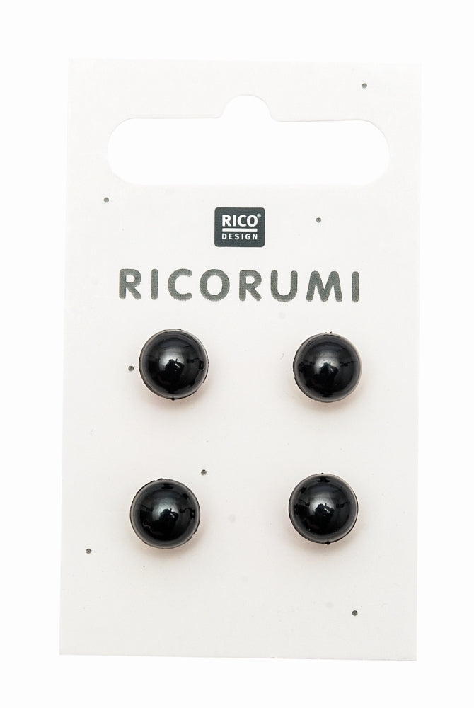 Knopfaugen mit Steg "Ricorumi" - Set à 4 Stk. Ø 8.5 mm (schwarz) Sicherheitsaugen Rico Design