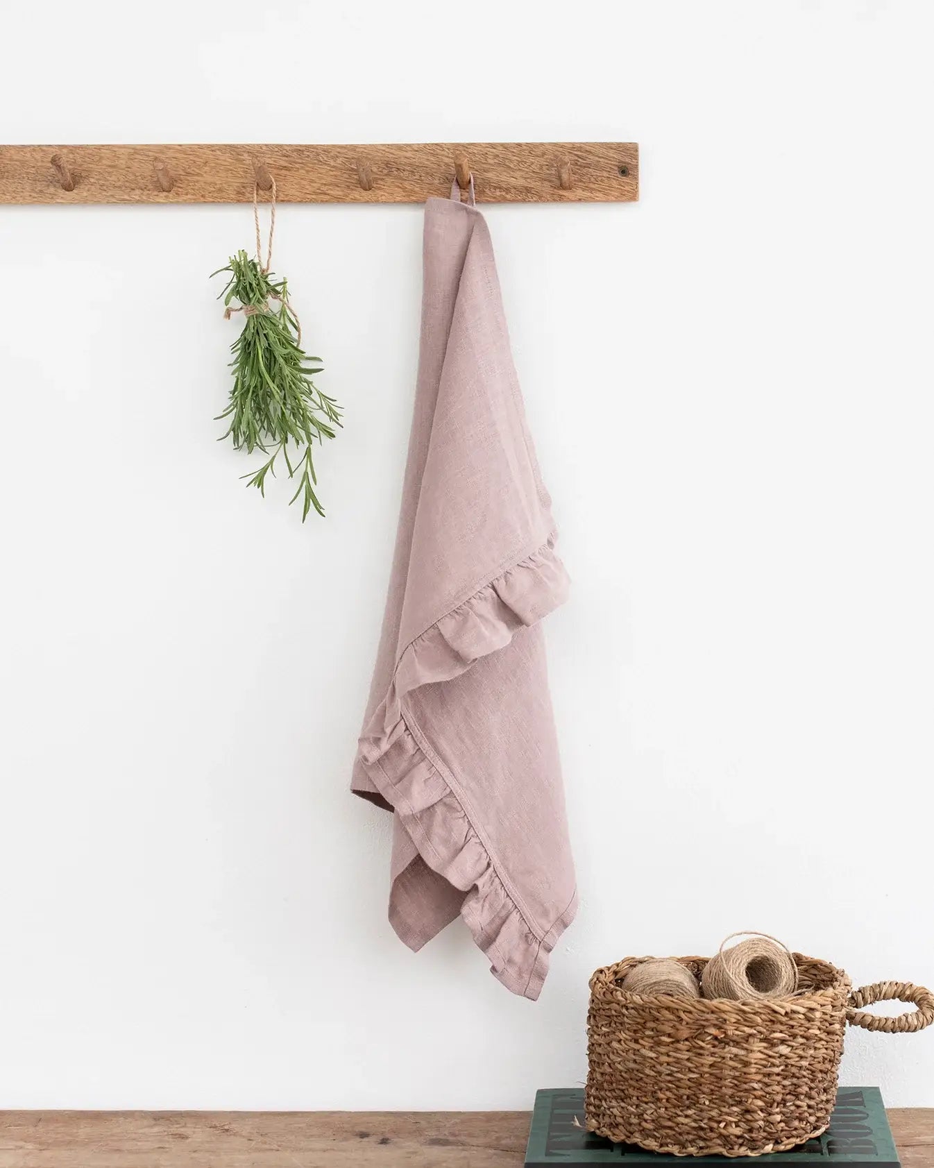 MagicLinen - Geschirrtücher mit Rüschenbesatz - Grau-blau