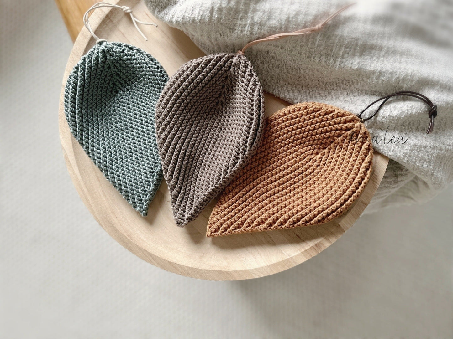 Handmade sage leaf shaped potholder
