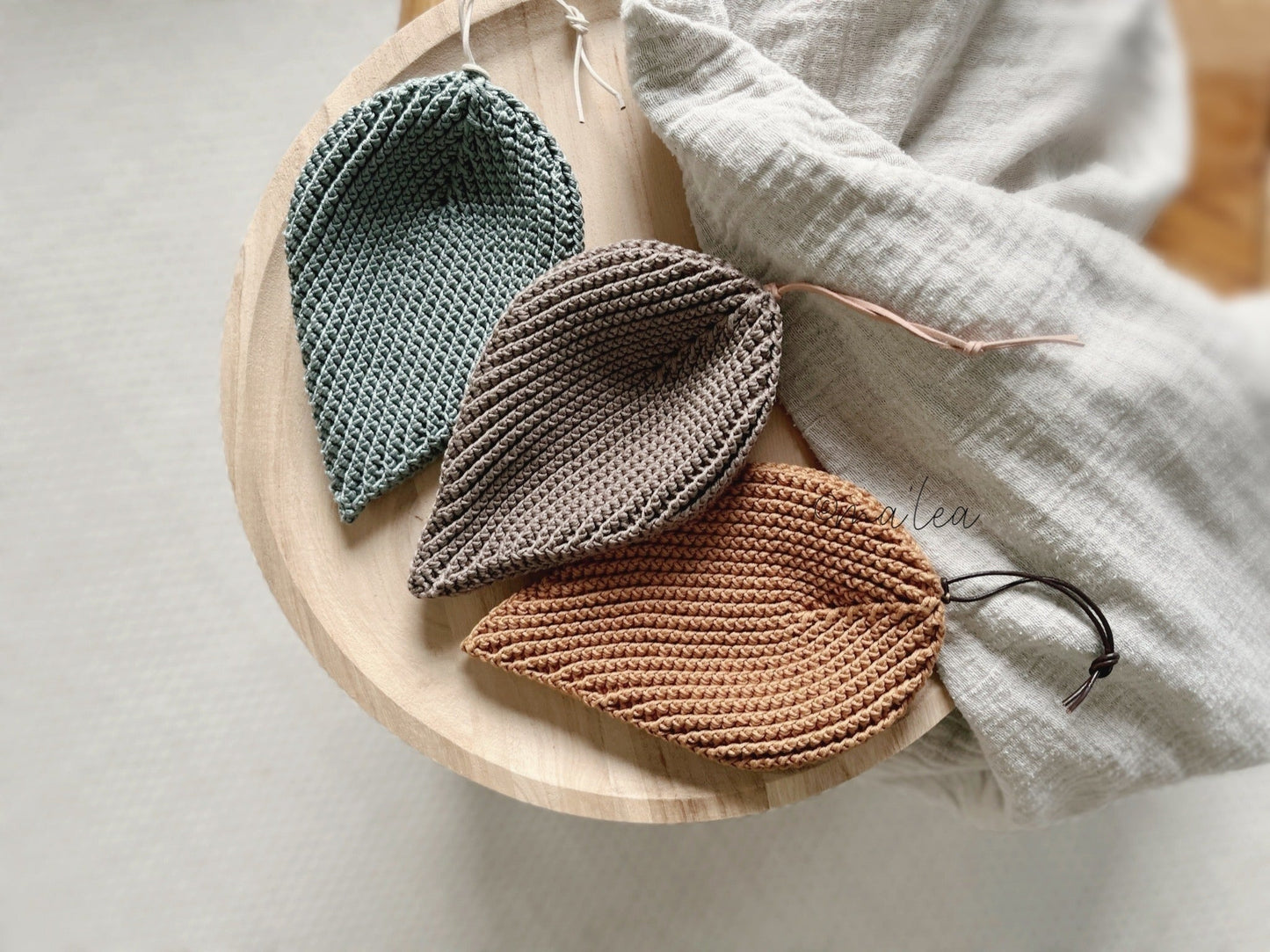 Handmade sage leaf shaped potholder