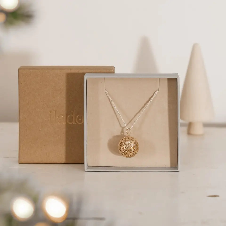 FLOWER OF LIFE pregnancy necklace with cord - rose gold