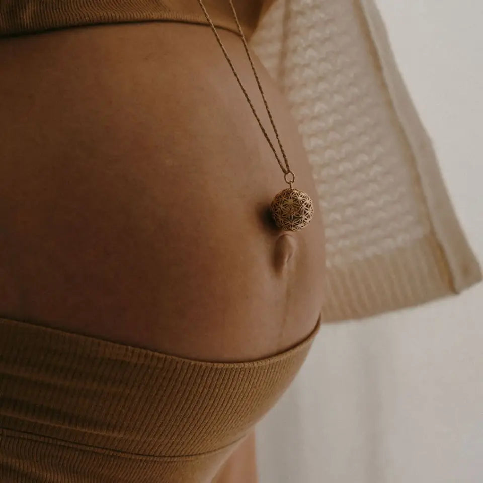 FLOWER OF LIFE pregnancy necklace with cord - rose gold