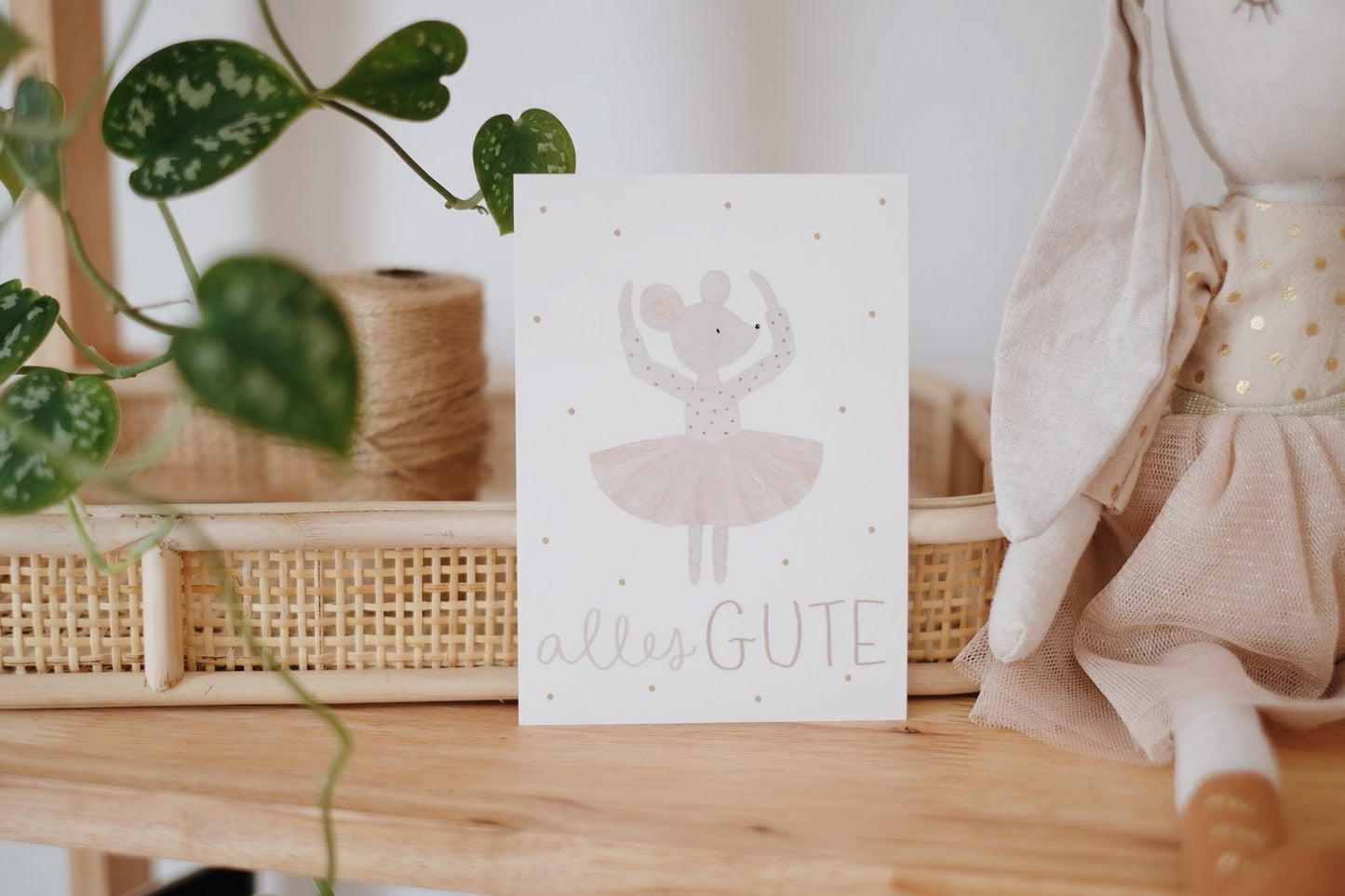 Postkarte Ballerinamaus *Alles Gute*