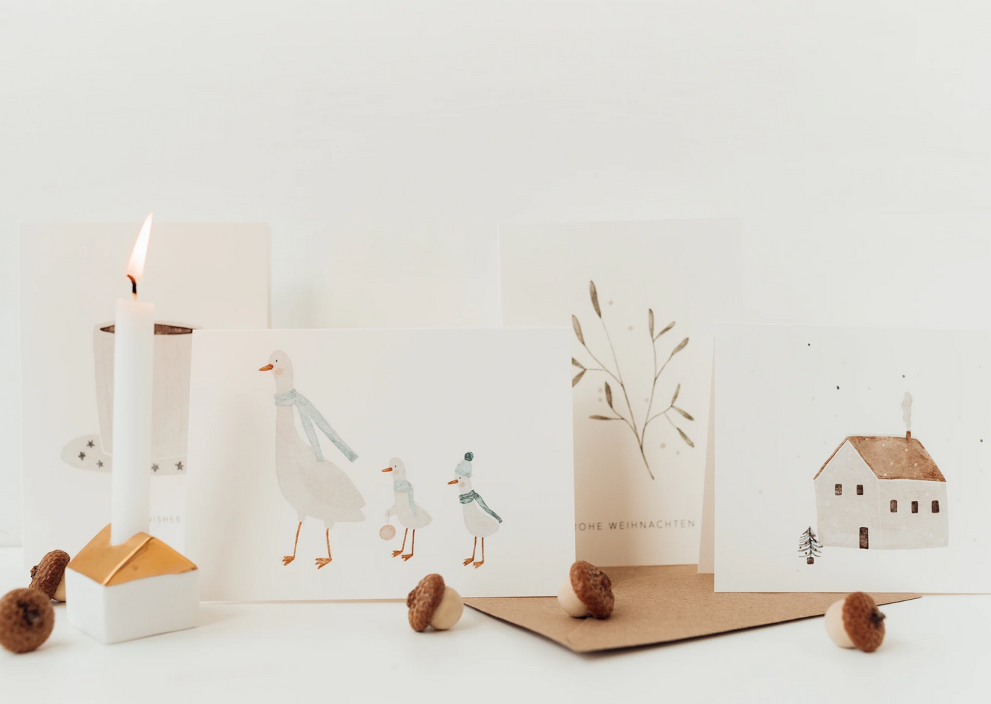 Vierer-Set Weihnachtskarten Gänse