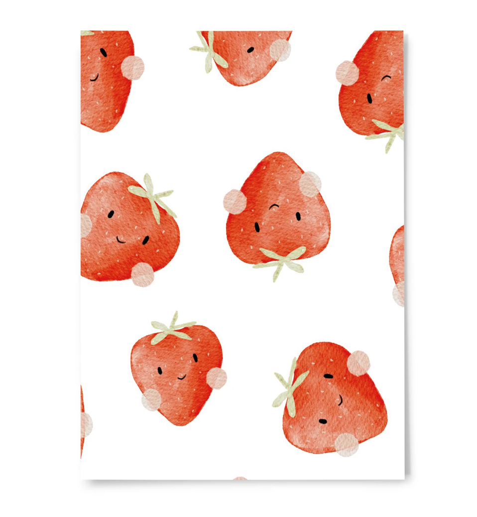 Postkarte Erdbeeren - Hübsche Erdbeer Postkarte für jeden Anlass - Malea.boutique
