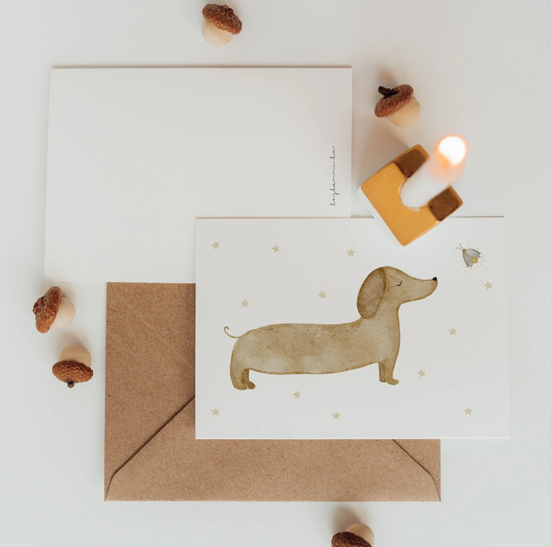 Postkarte Dackel Geschenk hej hanni