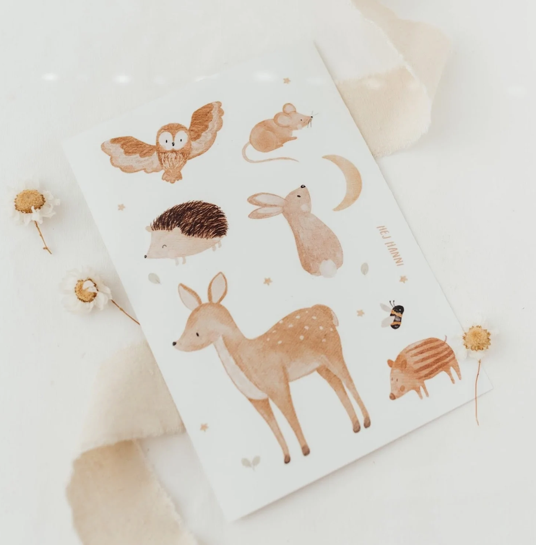 Sticker sheet forest animals A5