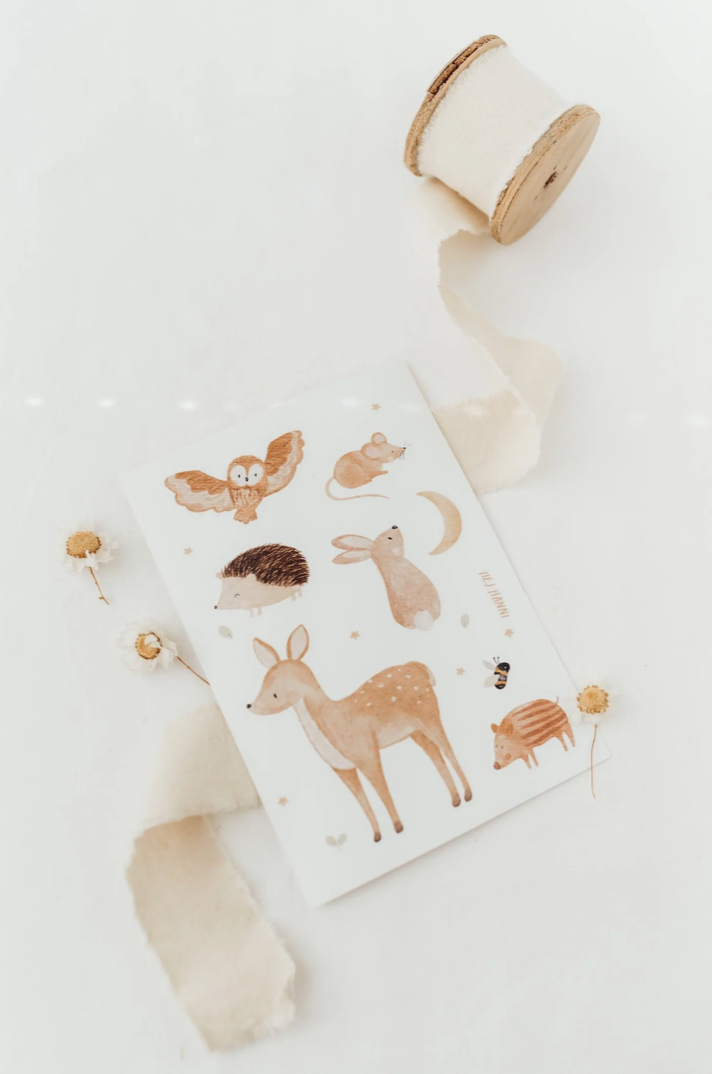 Sticker sheet forest animals A5