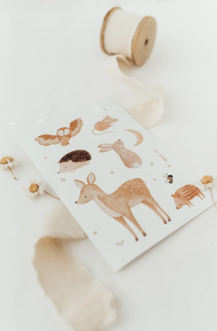 Sticker sheet forest animals A5