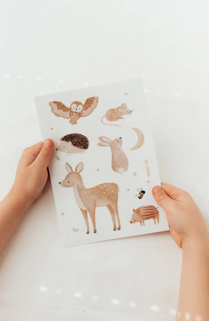 Sticker sheet forest animals A5