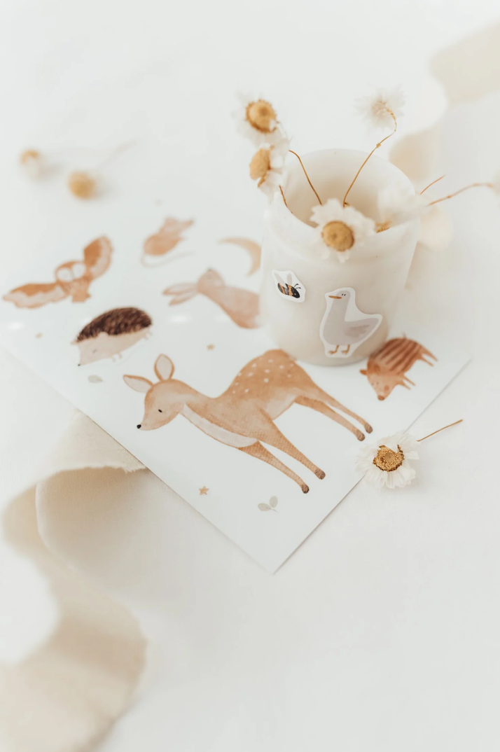 Sticker sheet forest animals A5