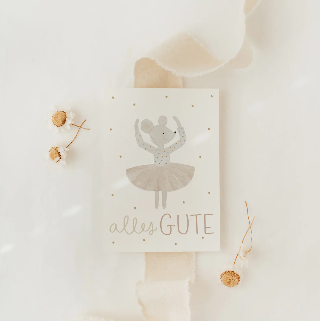 Postkarte Ballerinamaus *Alles Gute*
