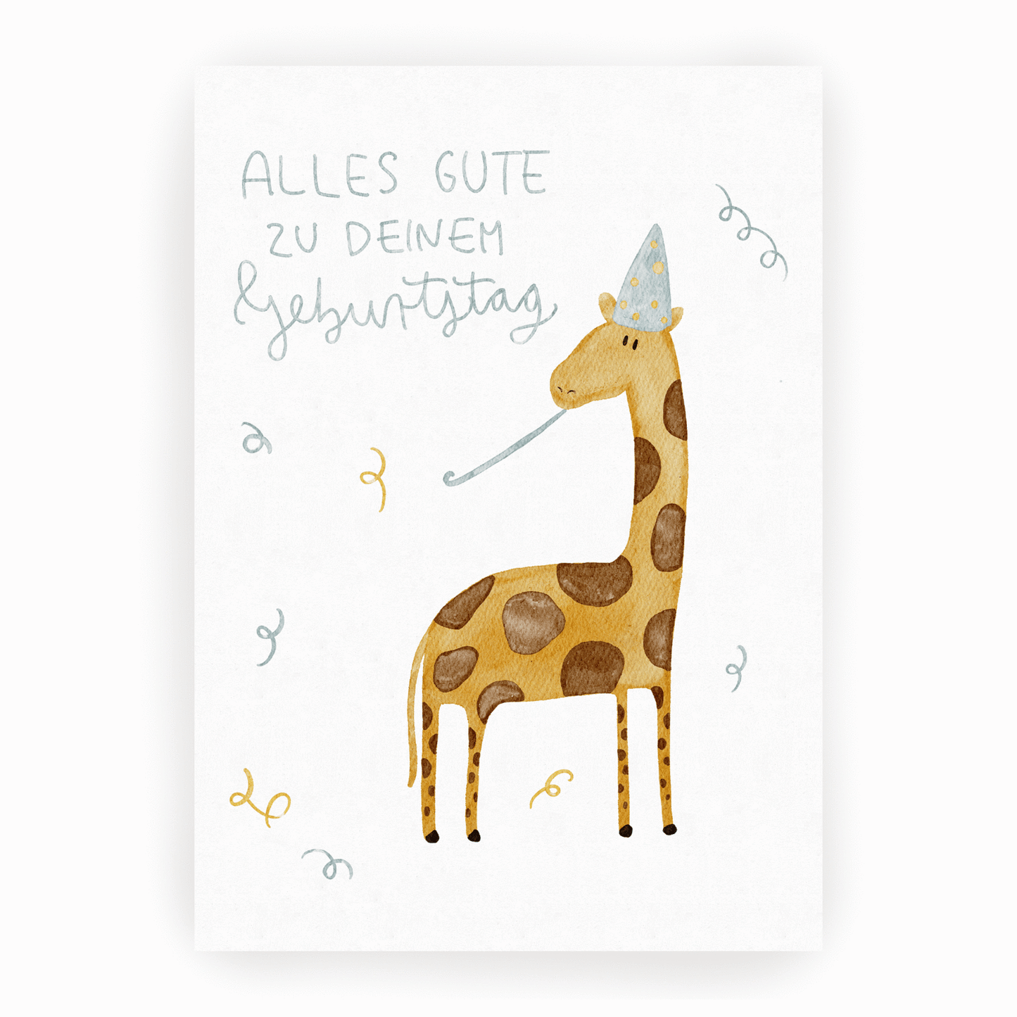 Postkarte *Happy B-Day* Giraffe Geschenk hej hanni