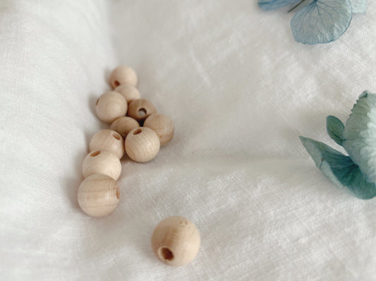 Rundperlen roh - 12mm Holzperlen malea.boutique