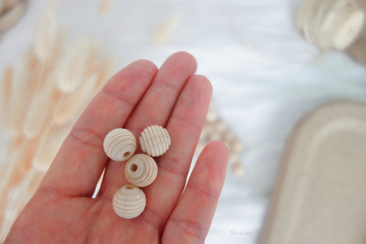 Rillenperlen roh - 12mm Holzperlen malea.boutique