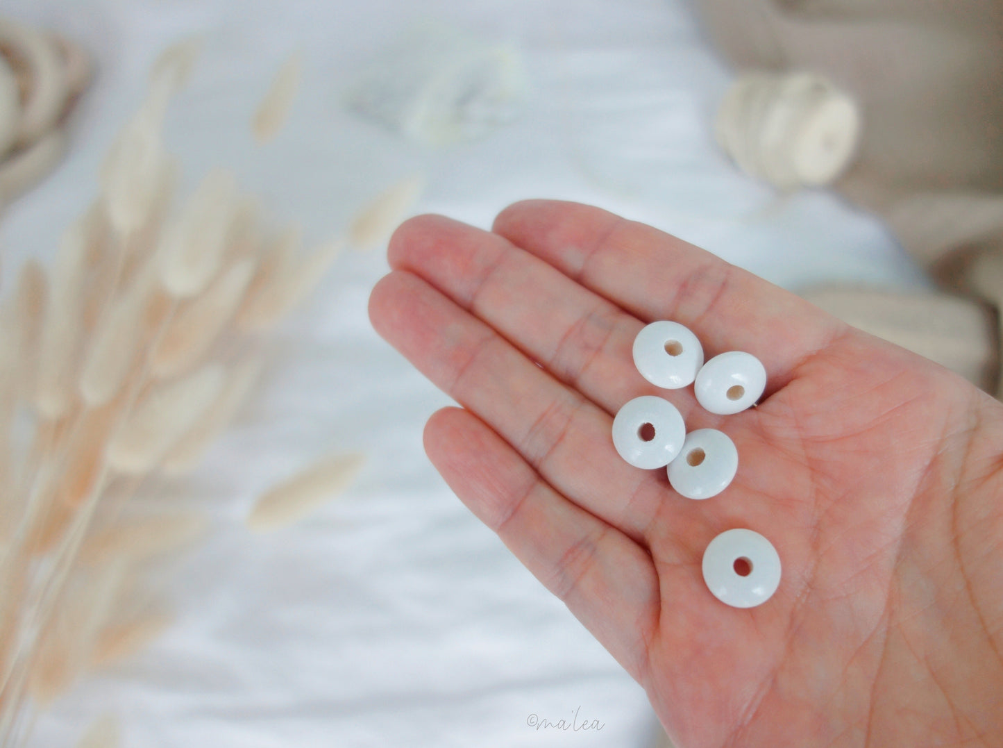 Lentil beads white - 12/6mm