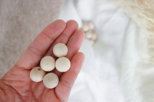 Rundperlen roh - 15mm Holzperlen malea.boutique