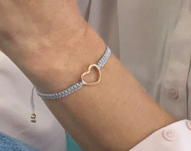 Macramé-Armband hellgrau mit roségoldenem Herz Armband Lykke lille