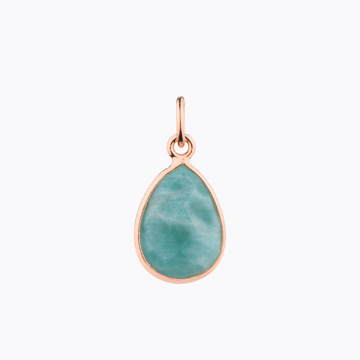 Amazonite Anhänger in Tropfenform mit einer rosegold Fassung Anhänger Ilado Paris
