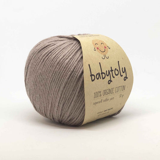 Babytoly Bio Baumwollgarn taupe - hochwertige Baumwolle für kreative Projekte - Malea.boutique