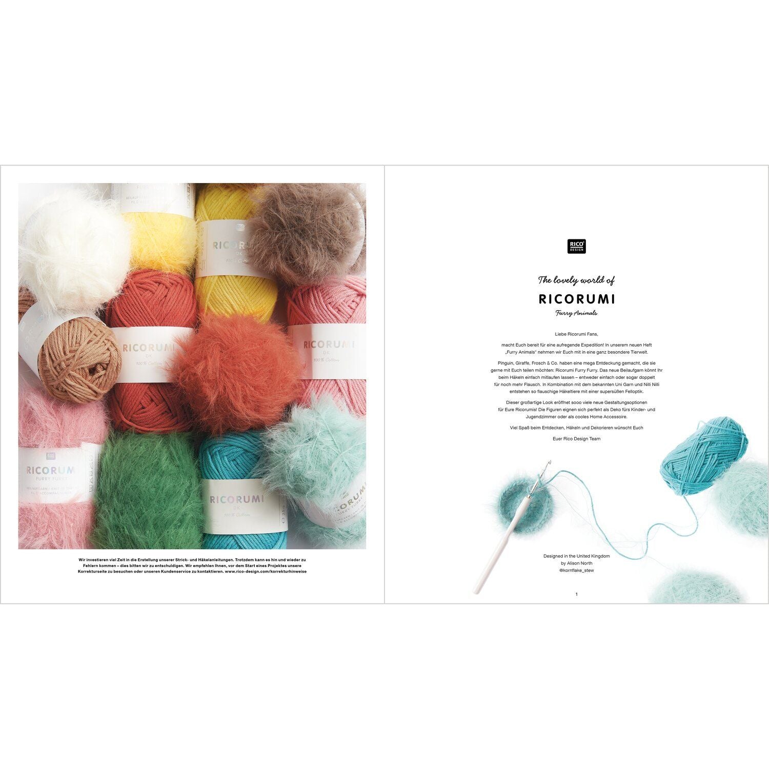 Magazin "Creative Ricorumi - Furry Animals" von RICO DESIGN (DE) Häkelanleitung Rico Design