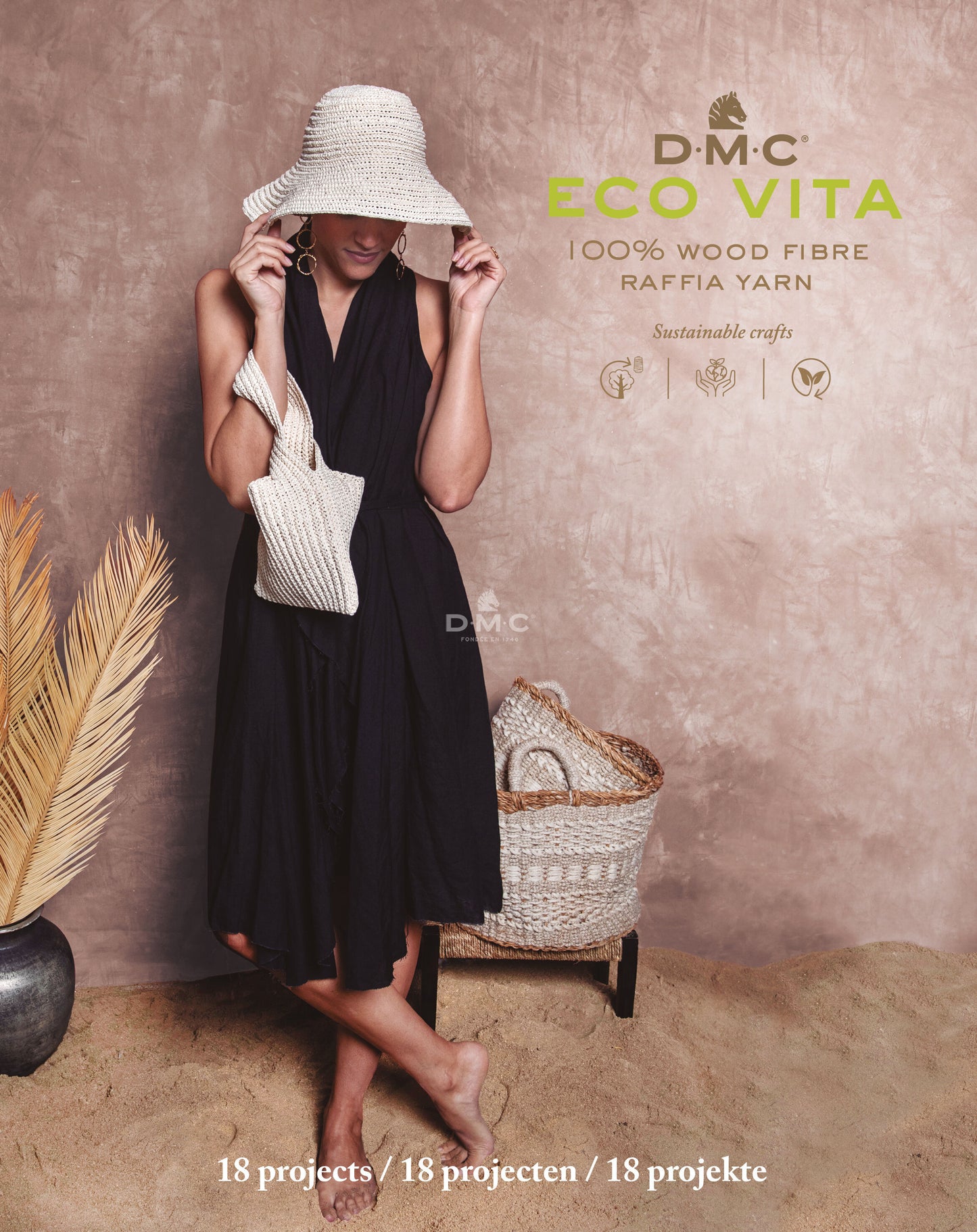 DMC Eco Vita Raffia Anleitungsbuch - Hüte & Taschen DE/EN/NL