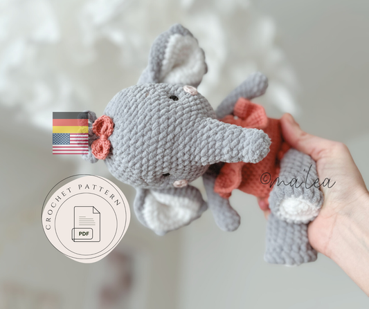 Amigurumi Elefant Häkelanleitung Ayala (Digital Download in Deutsch & Englisch) - Malea.boutique