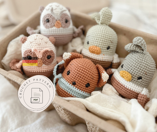 Amigurumi Häkelanleitung die Mini's mit Eulili, Entili & Fuchsili (Digital Download in Deutsch) Häkelanleitung ma'lea