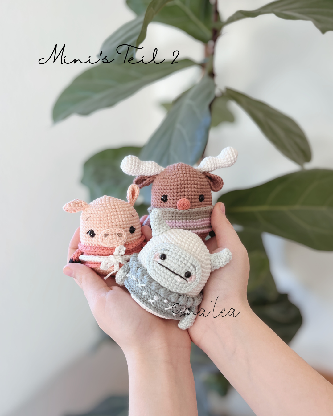 Amigurumi Häkelanleitung die Mini's mit Elchili, Schweinili & Yetili (Digital Download in Deutsch) Häkelanleitung ma'lea