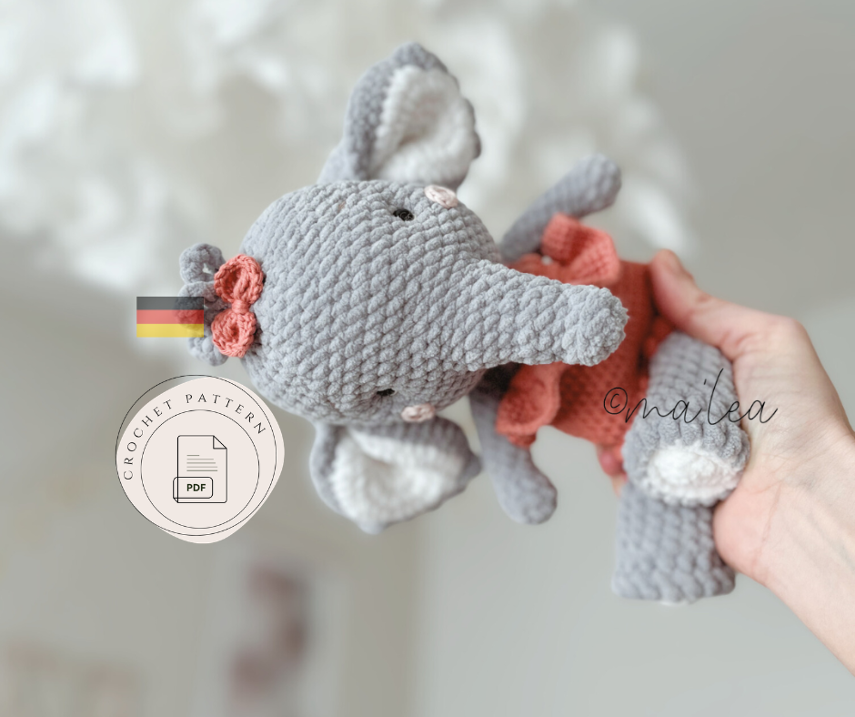 Amigurumi Elefant Häkelanleitung Ayala (Digital Download in Deutsch) - Malea.boutique