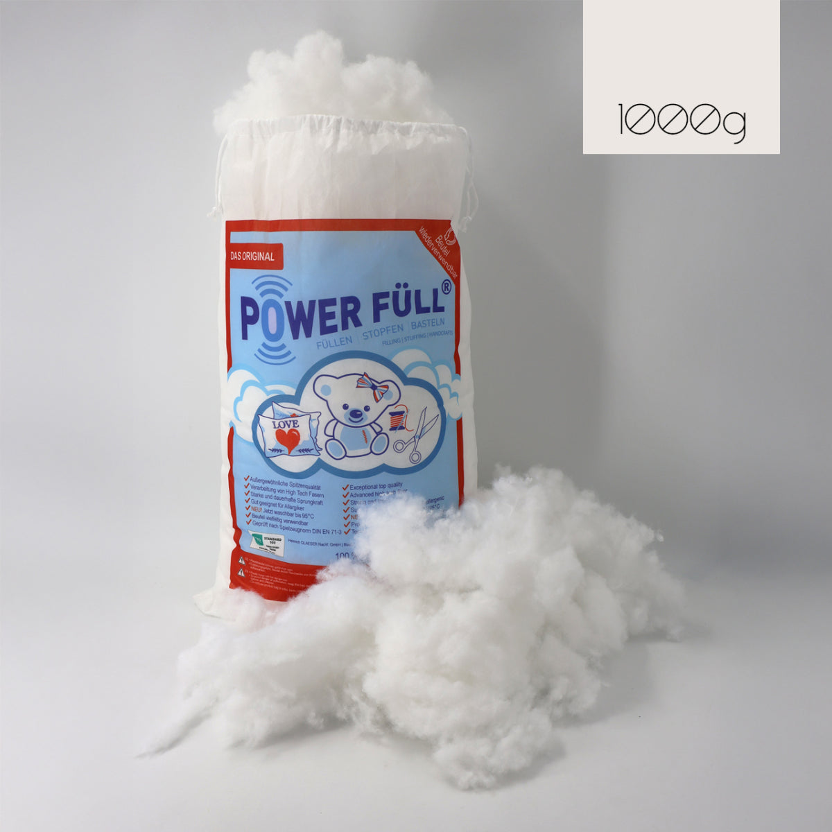 Power Füll Füllwatte | 1000 g | OEKO-TEX zertifiziertes Füllmaterial Füllwatte POWER FÜLL