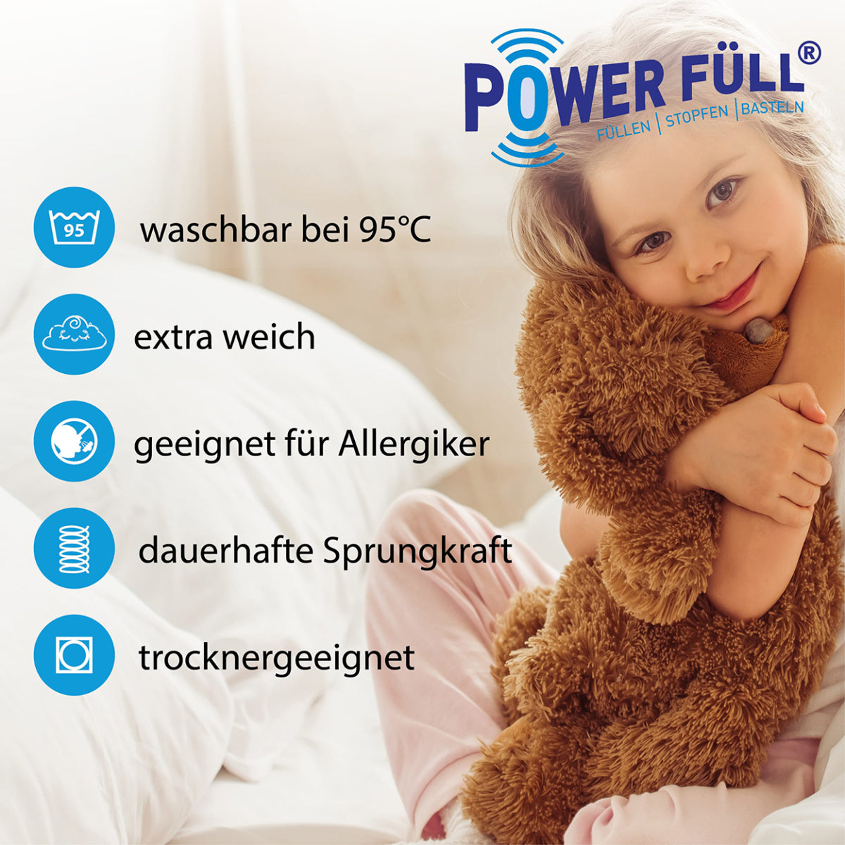 Power Füll Füllwatte | 1000 g | OEKO-TEX zertifiziertes Füllmaterial Füllwatte POWER FÜLL