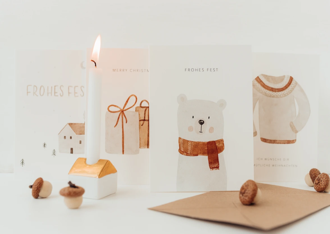 Vierer-Set Weihnachtskarten Eisbär